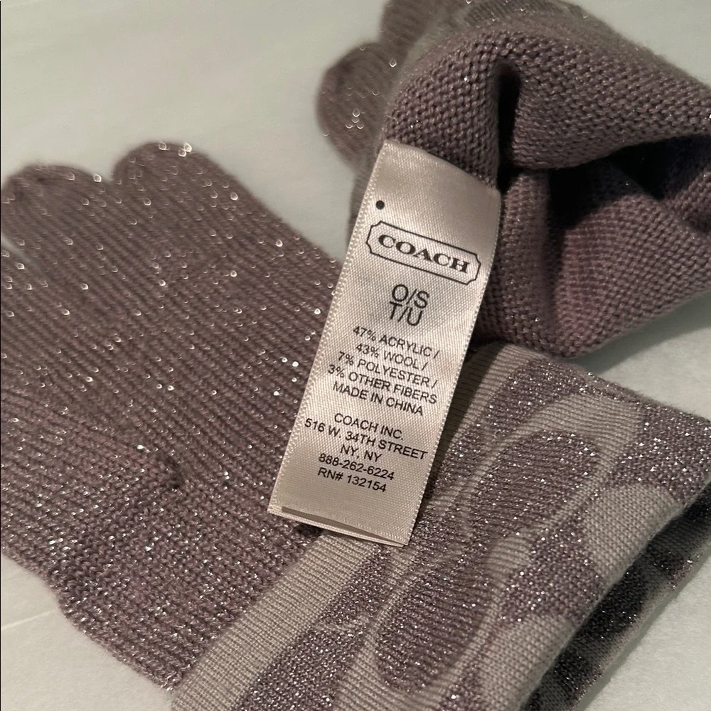 Coach Signature C Metallic Taupe/Silver Gloves